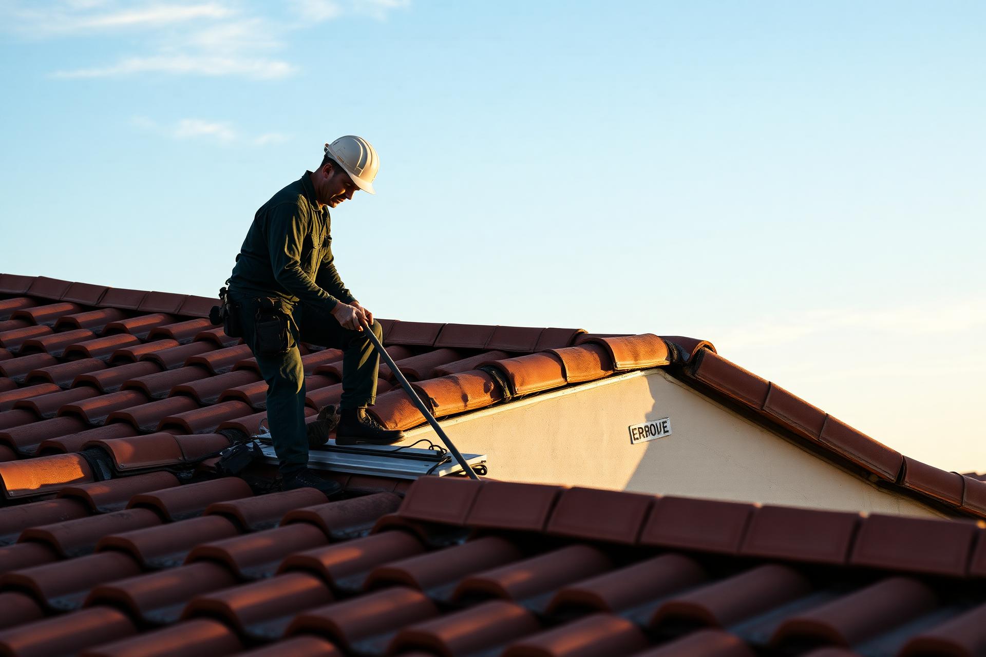 Couvreur travaillant sur une toiture à Marseille